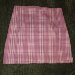 Pink plaid skirt